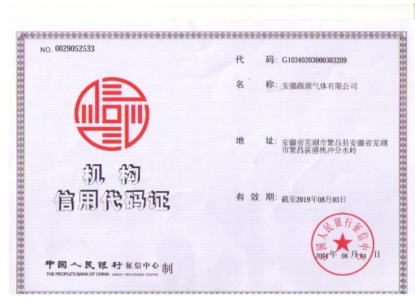 機構(gòu)信用代碼證